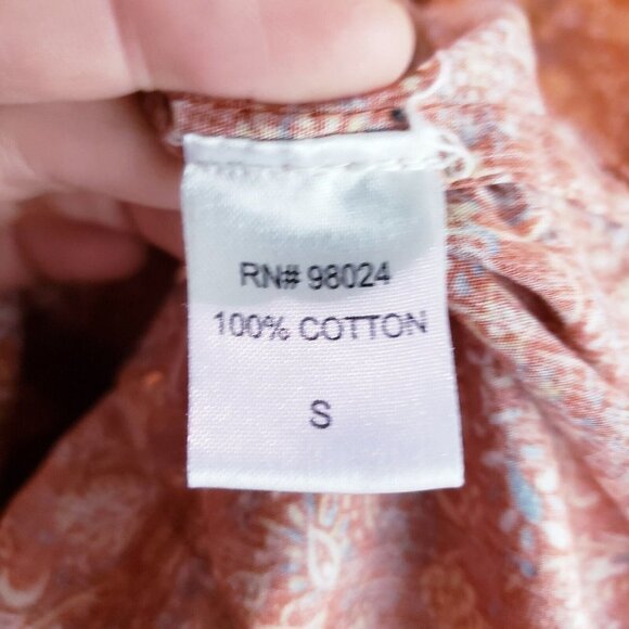 HOUSE OF HARLOW 1960 Wallis Rust Floral Ruffle Boho Smocked Dress Size Small - Picture 6 of 7